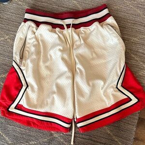 MNML Red and Cream Athletic Shorts